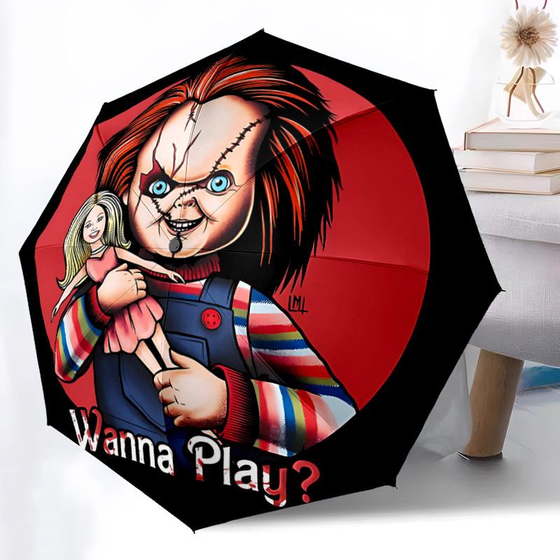 1pc Chucky Automatic Open/Close Umbrella Folding Umbrella, Portable Compact Travel Umbrella, Birthday/Christmas Gift for Men & Women L1110y27