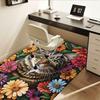 Cat and Roses Chair Mat Office Carpet: Oversized Rug for Home Decor, Sofa Carpet, Desk Mat Perfect Gift for Any Room in Your House or Office