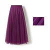 Spring Autumn Summer Holiday Beach Women Long Midi Skirt Ladies Elastic High Waist Tulle Mesh Pleated Tutu Skirt