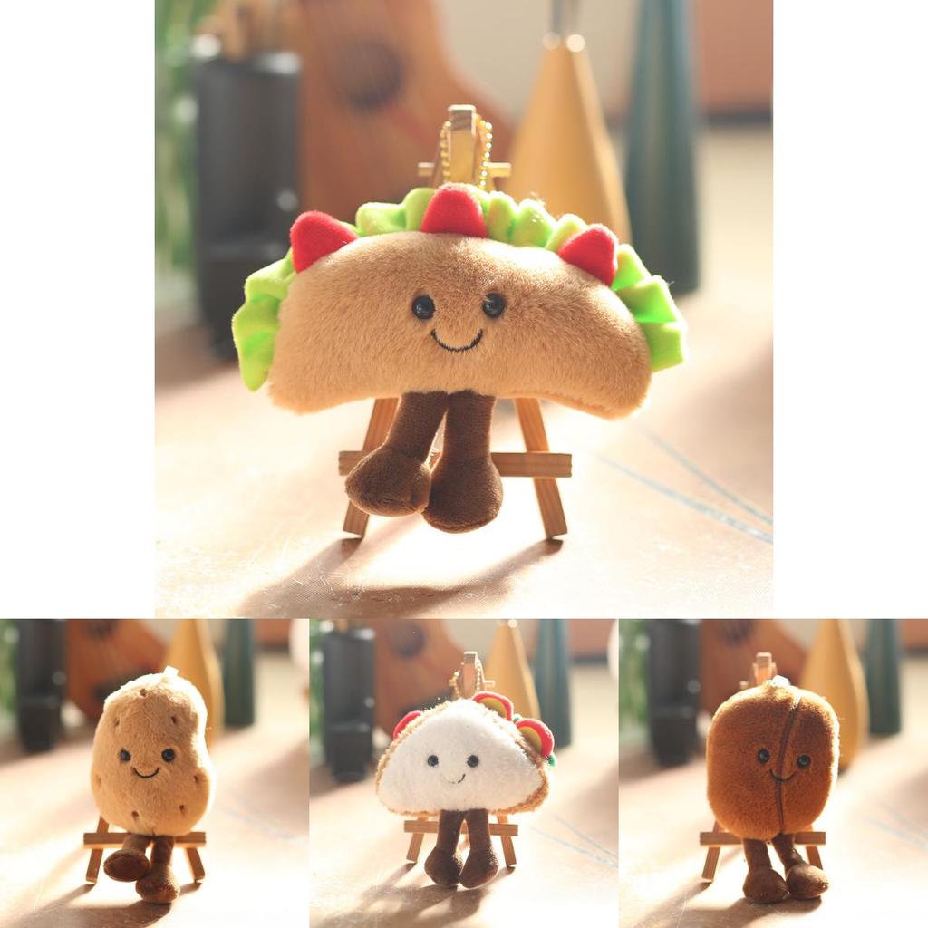 Adorable Cute Sandwich Plush Toy Keychain Hamburger Eggplant Doll Accessory