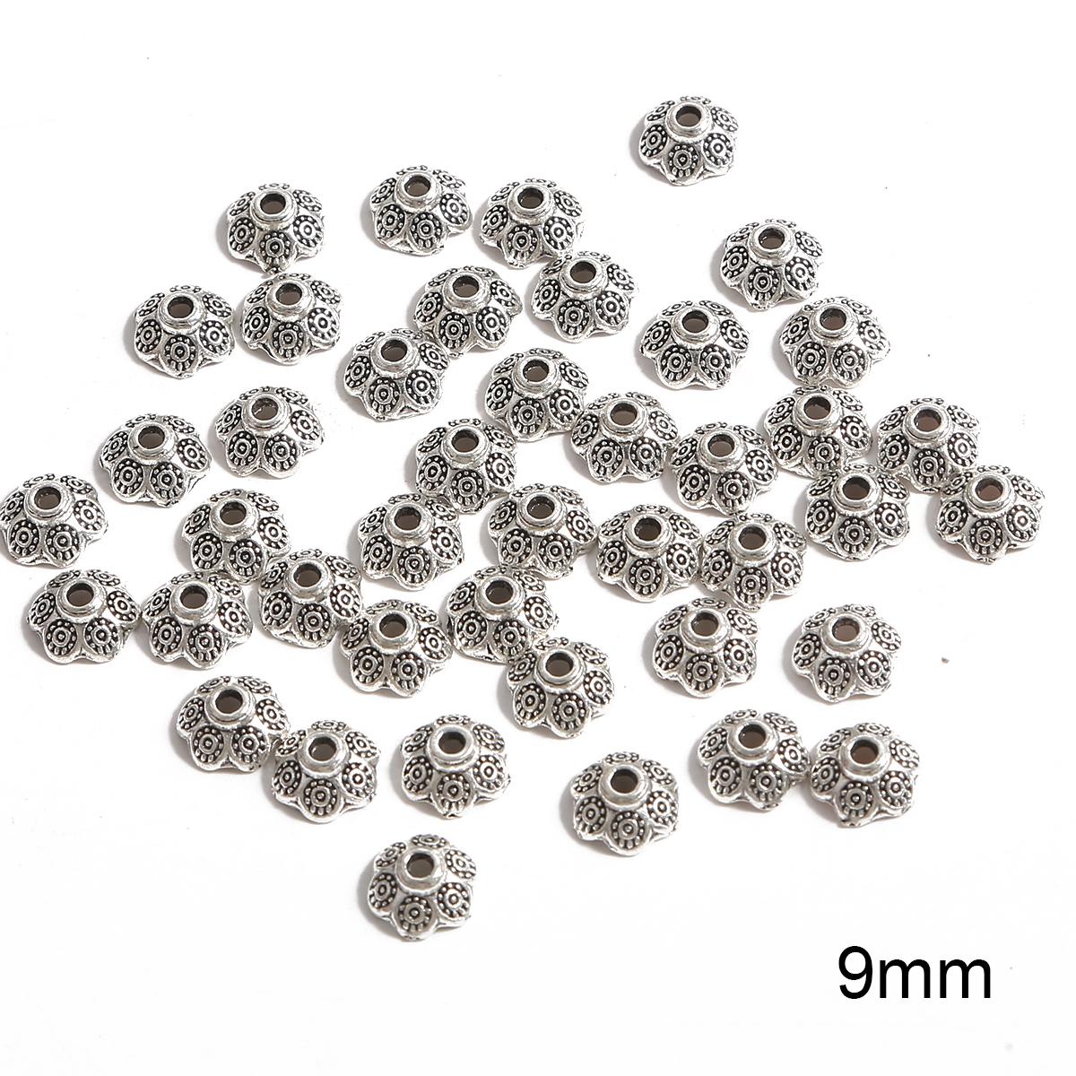 

50 шт металлические полые цветочные бусины, колпачки, коннекторы для изготовления ювелирных изделий своими руками 12 серебряный