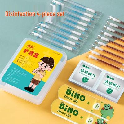 Portable Medical Kit: 4-Piece Emergency Set with Povidone-Iodine Swabs & Hemostatic Tools for Home & Outdoor Use