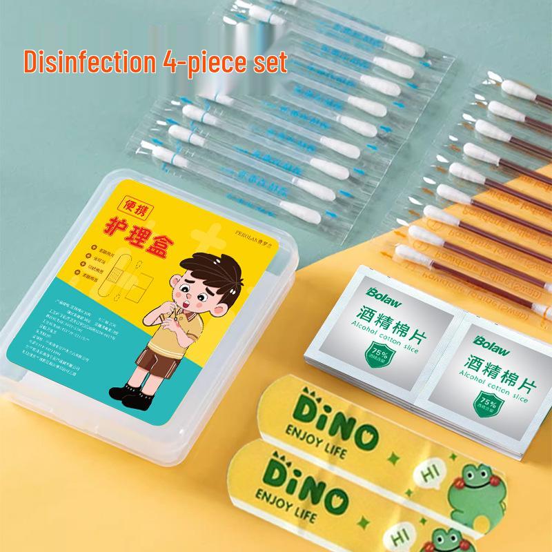 Portable Medical Kit: 4-Piece Emergency Set with Povidone-Iodine Swabs & Hemostatic Tools for Home & Outdoor Use