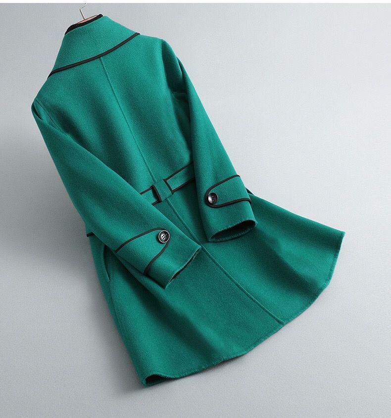 Korean Style Women's Slimming Imitation Cashmere Wool Coat - Color Block Mid-Length for Autumn and Winter
