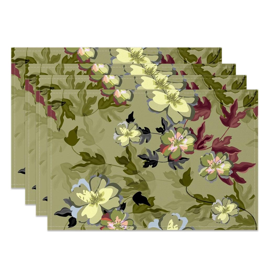 4-Piece Elegant Floral Placemat Set, Vintage Style Dining Table Mat, for Dining & Wedding Decoration – Exquisite