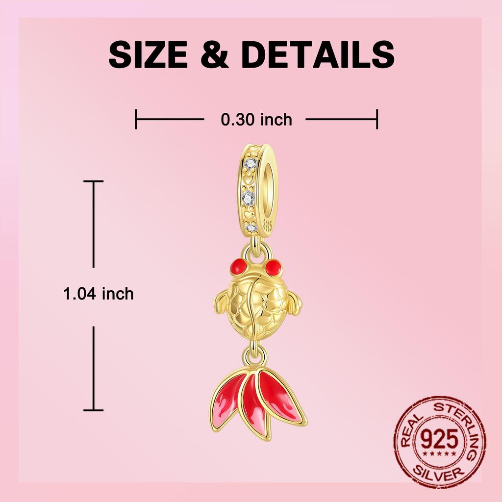 Copper Wealth Attraction Fish Lucky Goldfish Pendants Charms Fits Genuine Charms Bracelet Women DoItYourself Jewellery Gifts