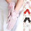 1 Pair Bow Knot Design Lace Gloves Full Finger Bridal Gloves Elegant Cosplay Gloves  for Women