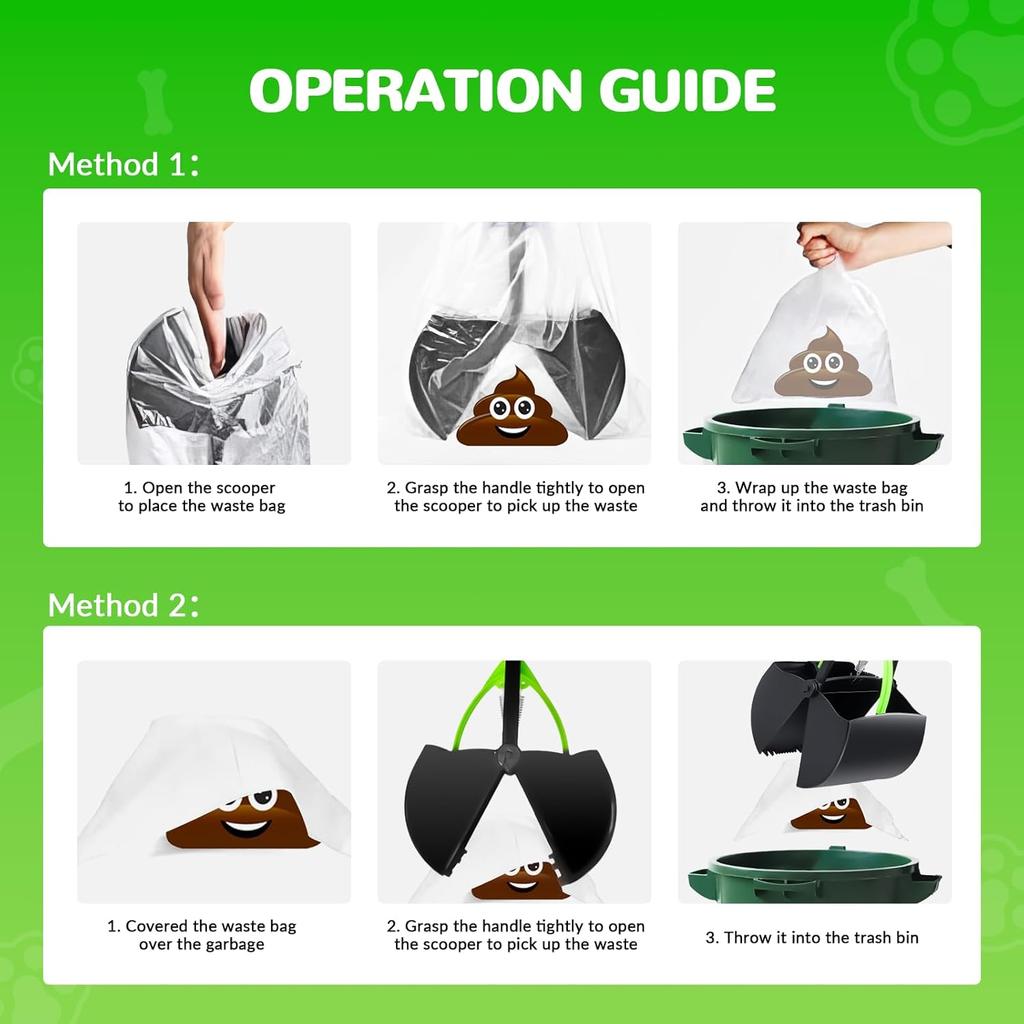 Pooper Scooper, Foldable Dog Pooper Scoops with Durable Spring, 28" Long Handle Pet Pooper Scoopers for Dogs and Cats, Dog Poop Pick Up Tool for