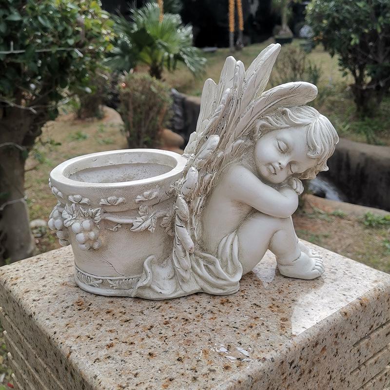 European Creative Angel Flower Pot for Succulents - Outdoor Garden Resin Sculpture Ornament
