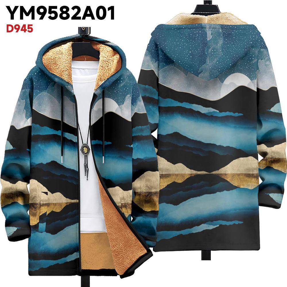 

Новая куртка многоцветные элементы узора B1 кардиган на молнии с капюшоном утолщенный зимний флис трендовая стеганая одежда 4XL