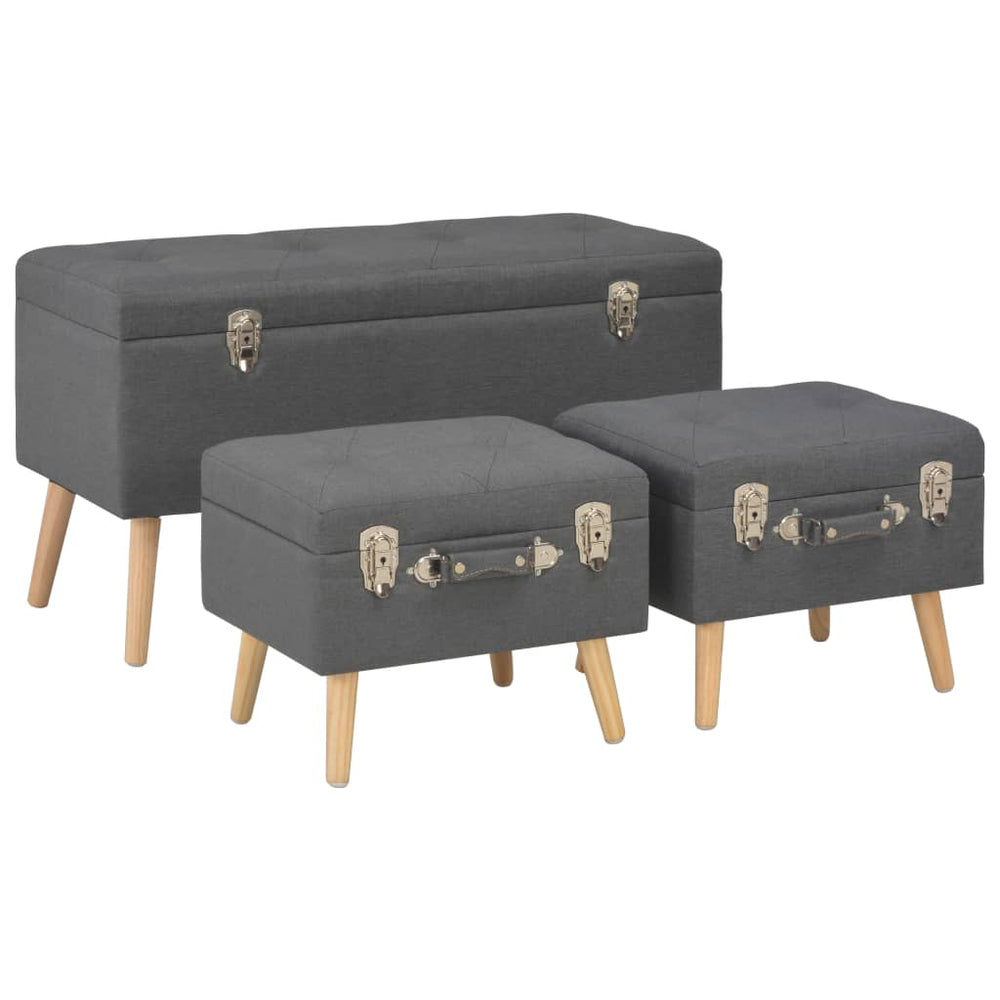 Storage Stools Set of 3 Dark Fabric