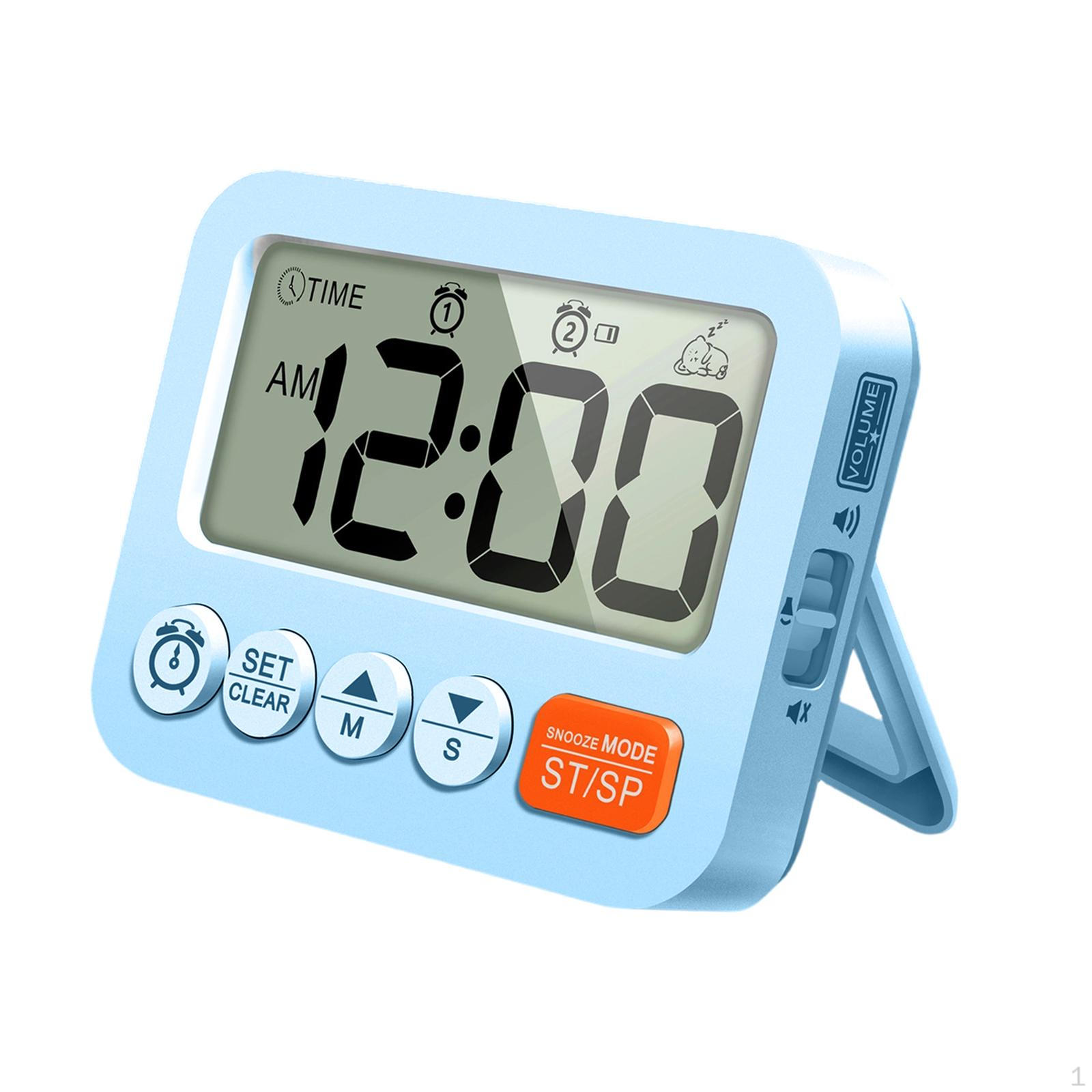 

Compact And Modern Digital Alarm Clock with 2 Alarms A Large Screen, Ideal for The Bathroom Or синій