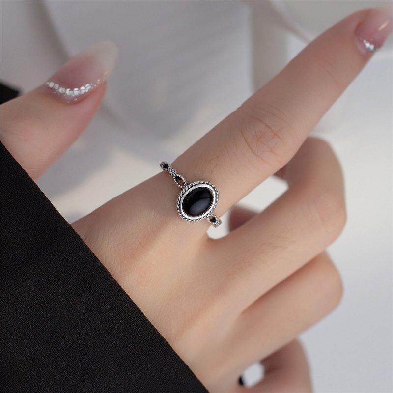 925 Sterling Silver Retro Plain Silver Ring for Women Does Not Fade, Light Luxury, High-end Sense, Versatile Opening Fashion Personality Ring