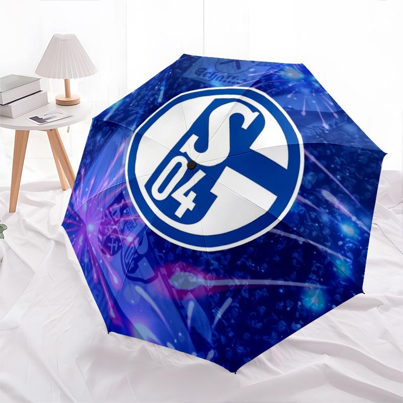 FC Schalke 04 Pattern, Automatic Folding Umbrella, Portable and Foldable Design, 8 Ribs, a Christmas or Birthday Gift.