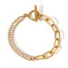 Zircon Stainless Steel Heart & Flower Bracelet - Elegant Luxury Bangle Fashion Jewelry.