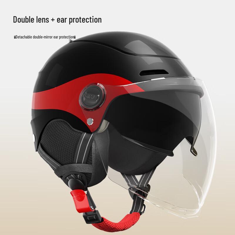 Miling Dual-Visor Motorcycle Helmet with Tail Light One Size