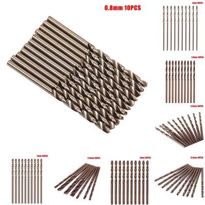 10 Piezas 1-3.5mm M35 Vástago Redondo HSS Cobalto-Broca Espiral Kit de Piezas