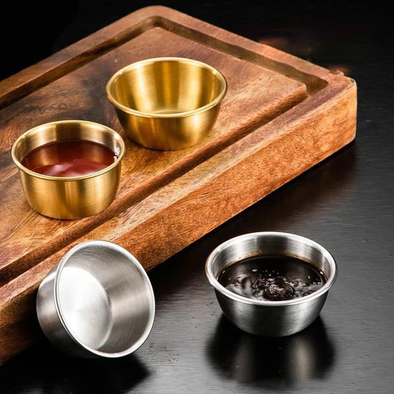 Small Seasoning Dish 304 Stainless Steel Kitchen Sauce Cup Ketchup Dipping Bowl Appetizer Plates Sushi Vinegar Soy Saucer Dish