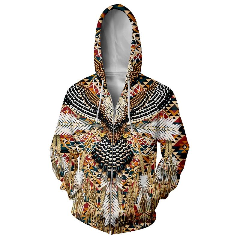 

Мужская толстовка с капюшоном в племенном стиле, винтажная этническая толстовка с капюшоном на молнии, секция 1, молния 10, дизайнерская 3XL