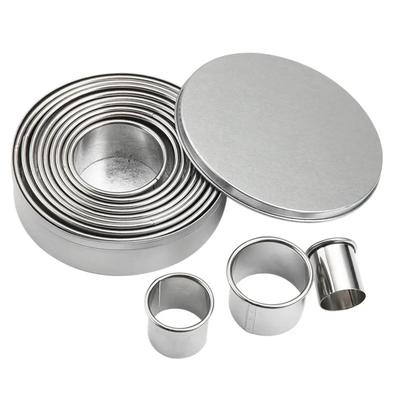 12Pcs Stainless Steel Cake Mould Round Mousse Biscuit Mold DIY Dumplings Skin Cutting Gadgets Household Kitchen Baking Tools