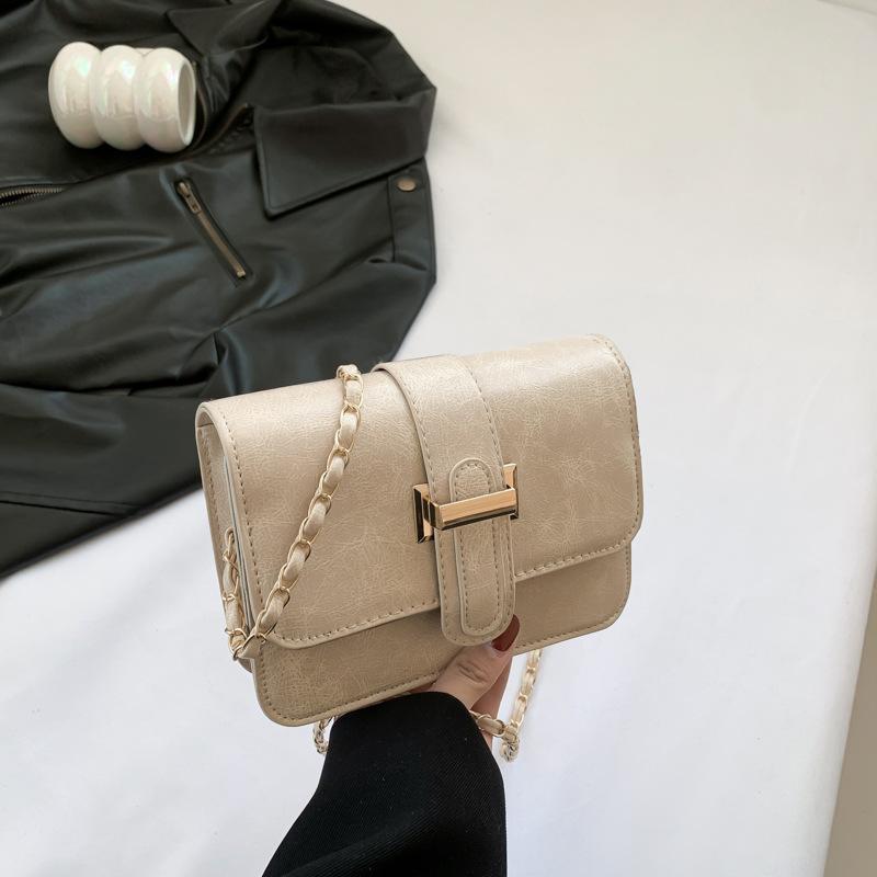 Texturierte einfarbige Retro-Frühlings- und Sommer-Neuheit, lässiges trendiges Design für Damen-Ein-Schulter-Umhänge-Kleine Quadratische Tasche