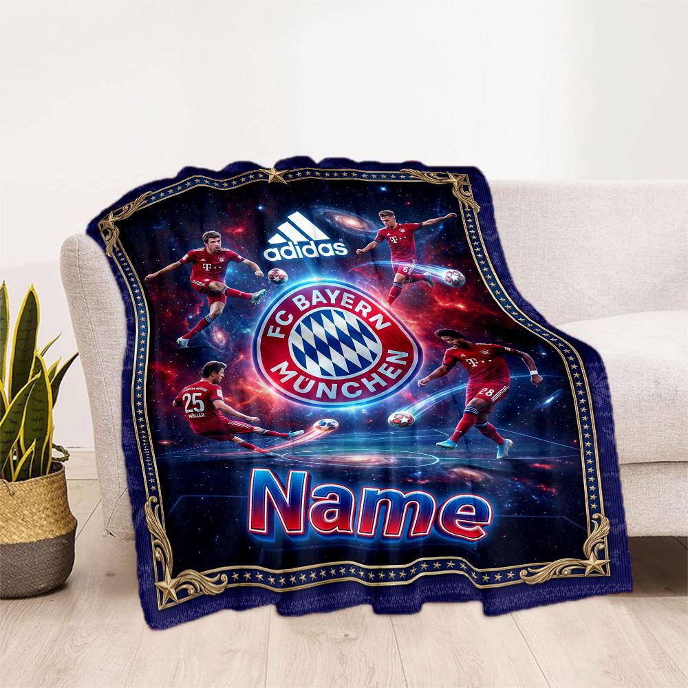 Bayern Munich Galaxy Artwork Customize Your Name Blanket Multi-purpose Personalized Blanket Comfortable for Bedding Living Room Bed Office Chair