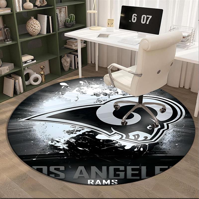 Los Angeles Rams Design Round Rug for Livingroom,Bedroom, Palyroom, Chair Rug, Area Rug, Circle Carpet, Large Size Fan Christmas Gift