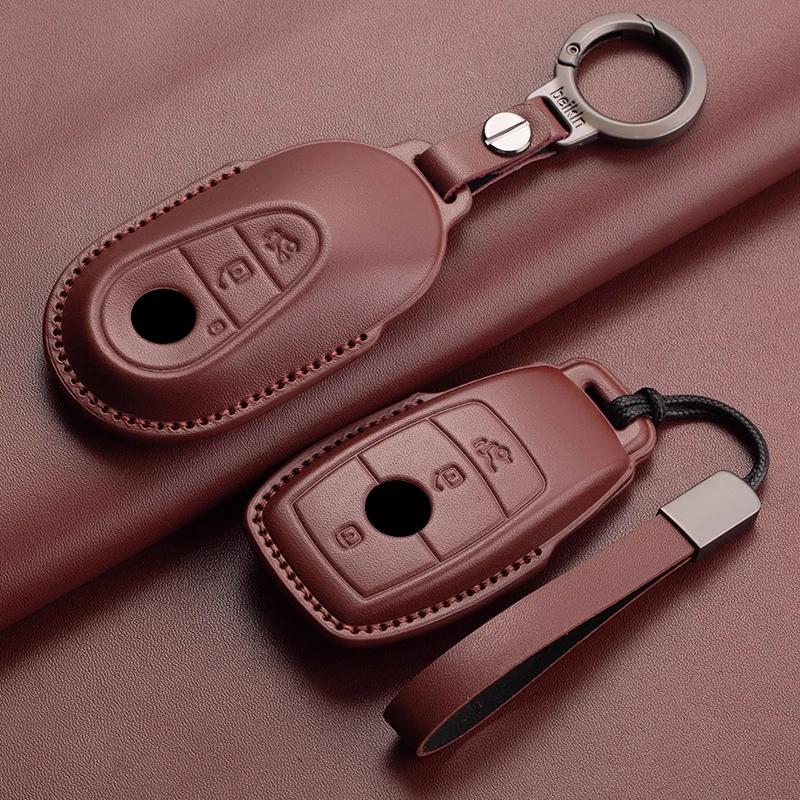 Car Key Fob Shell For Mercedes Benz A C E S G Class CLE CLA GLC W177 W205 W213 W222 X167 AMG Leather Car Remote Key Case Cover