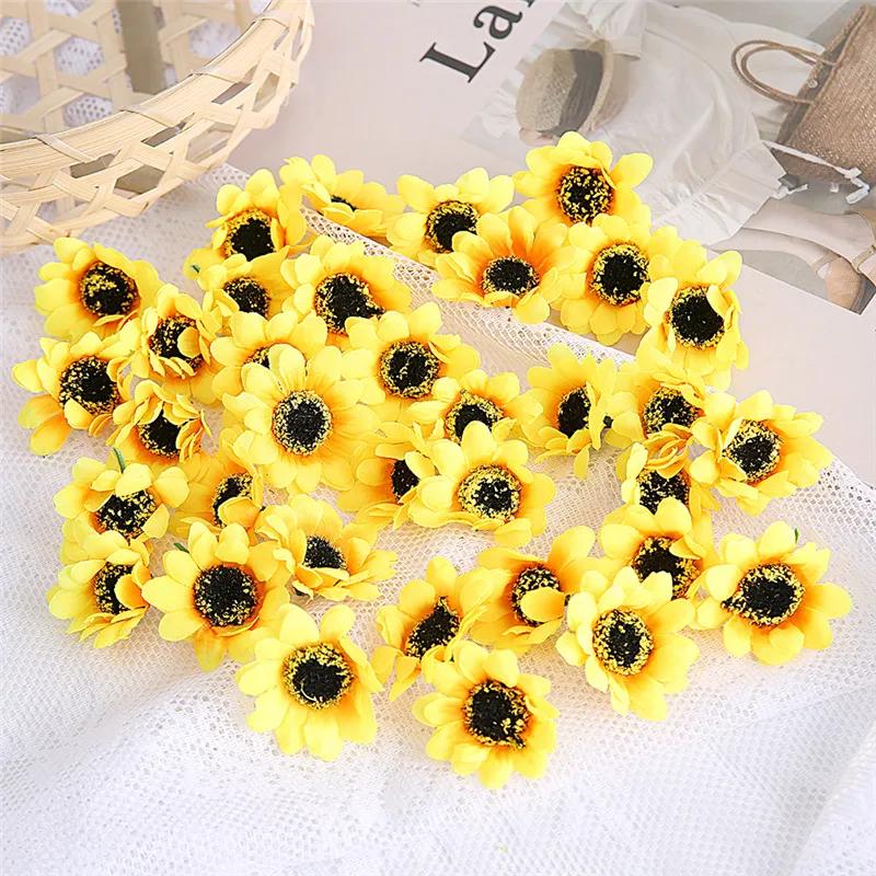 10pcs Beautiful Silk Sunflower Artificial Daisy Flowers Head For DIY Wedding Decoration Home Wreath Scrapbooking Accessories