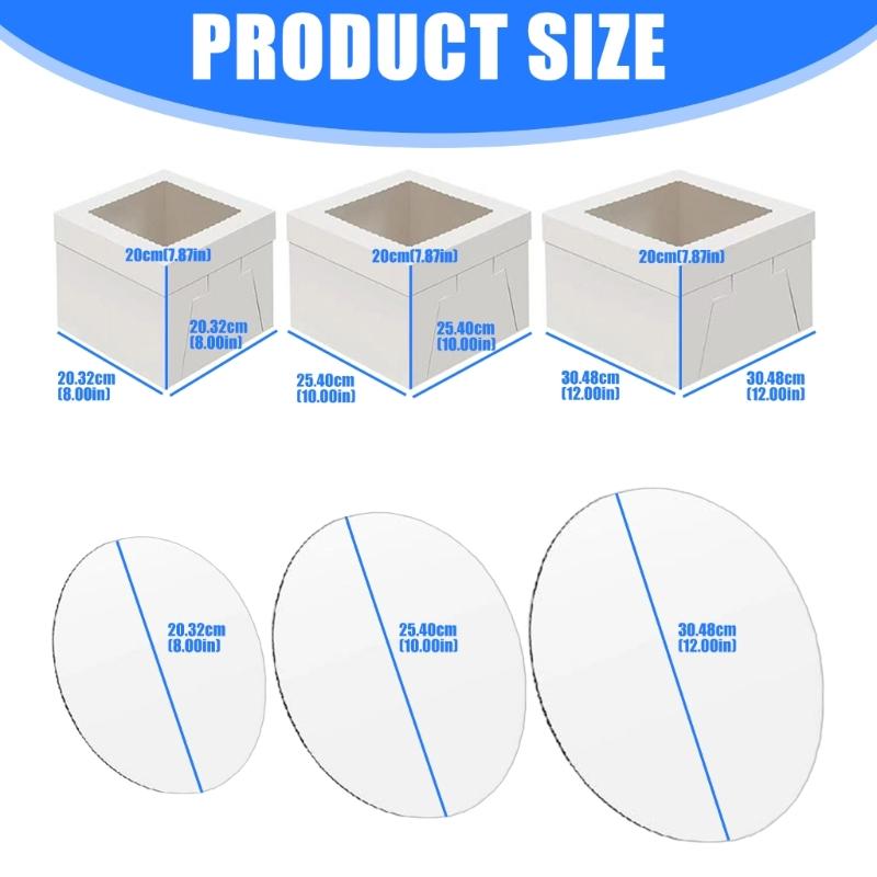 Pack of 10 Sturdy Cakes Boxes Having Clear Cover and Window Design for 8 10 12inch Cakes User Friendly Paper Durable