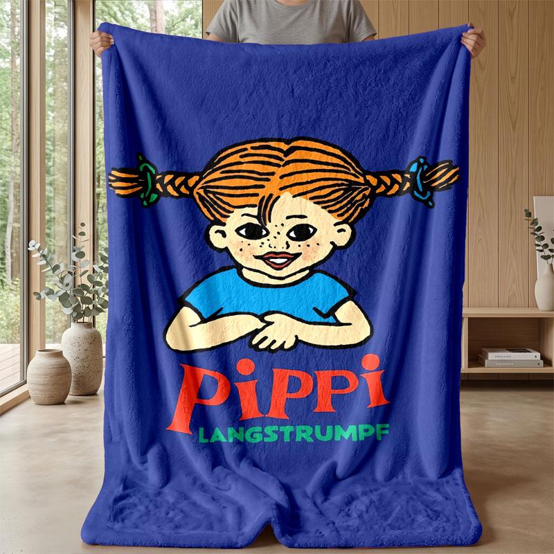Soft Flannel Blanket Lightweight Cozy Bedroom Living Room CoverPippi Longstocking