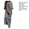 Women's 3/4 Sleeve Striped Maxi Dress Casual Loose Fit Sundress with Front Pocket Summer Beach Vacation Outfits