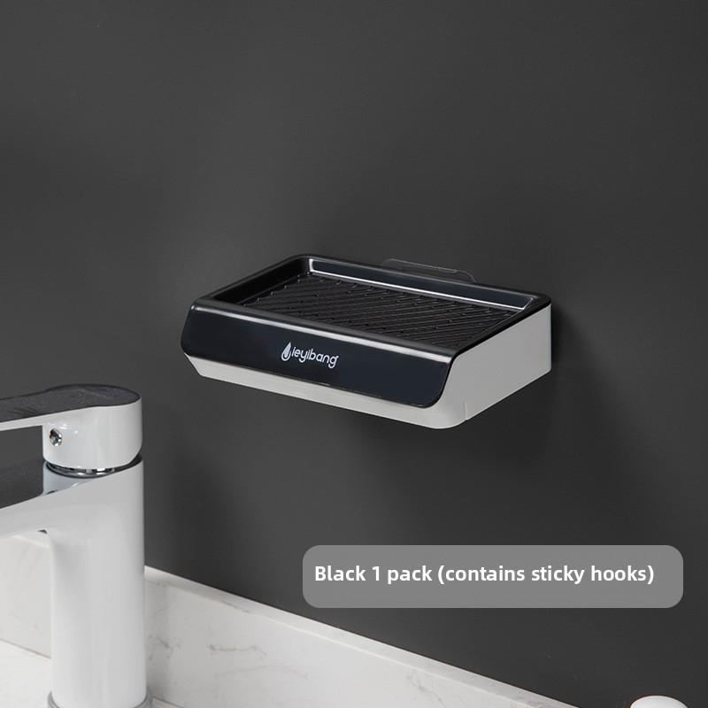 

Двухслойная сливная мыльница с присоской, настенный держатель для мыла без сверления для ванной комнаты и душа чёрный