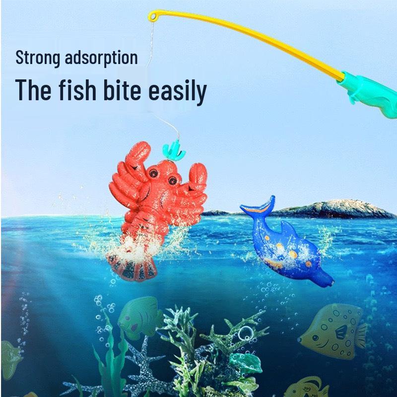 Children's Magnetic Fishing Water Play Set with 3D Fish and Expanding Beads for Boys and Girls Role Play