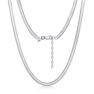 [Amberta] Women's 925 Sterling Silver Flat Snake Chain: 3mm 45cm