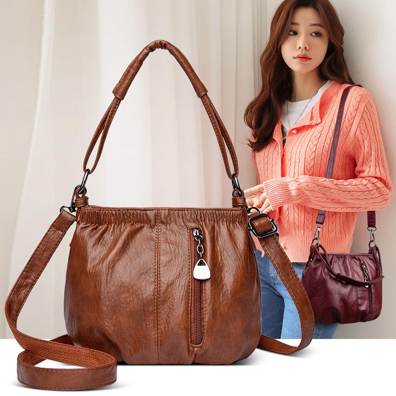 

Women s 2025 Retro Crossbody Handbag - European & American Style with Mobile Phone Compartment 22*14*16cm коричневий