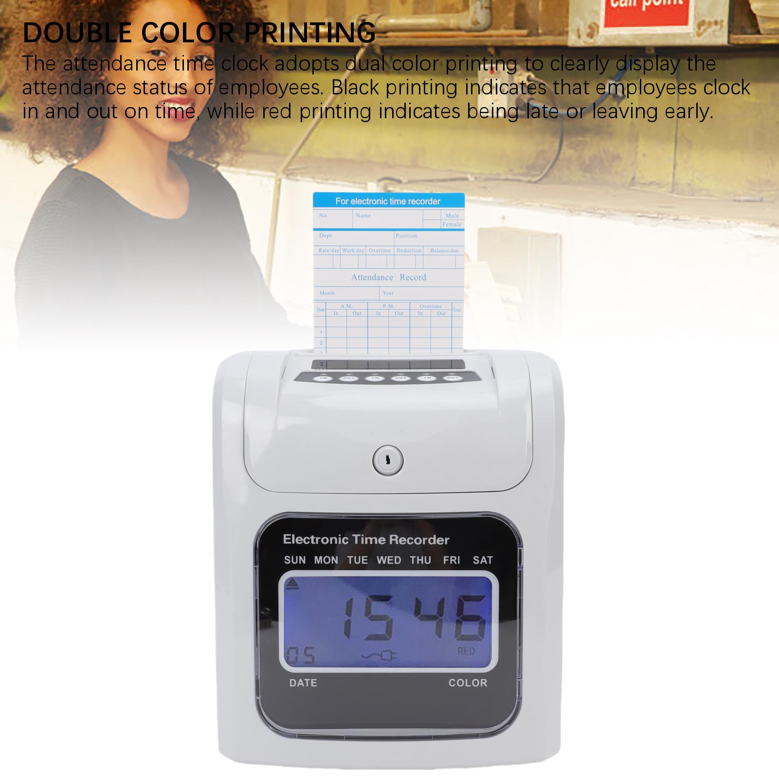 Time Clock for Employee Small Business Employee Punch Clock System with 2 Security Keys and 1 Ribbon 101 Piece Time Cards