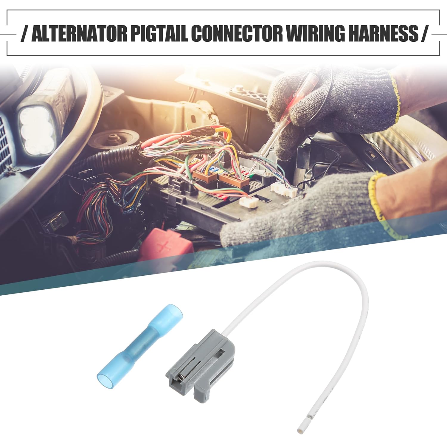 Motoforti Alternator Pigtail Connector Wiring Harness, for Ford 1994-2023, Plastic, White, 1 Set