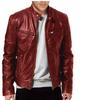 Mens Motorcycle Leather Jacket Slim Fit Short-Coat Lapel PU Jackets Autumn Zipper Stand Windproof Leather Coat Mens Clothing