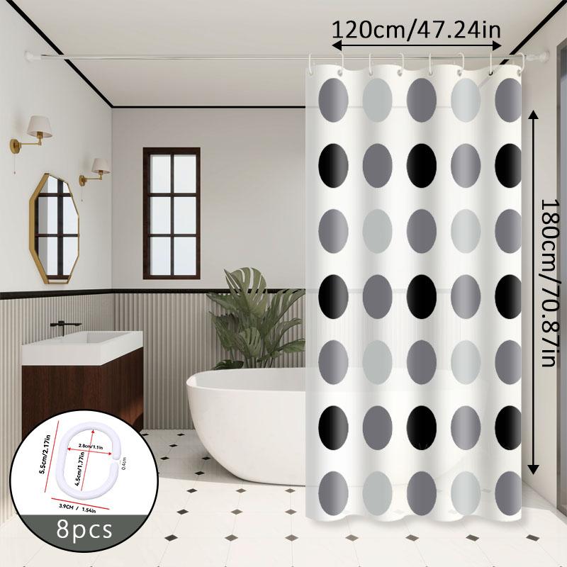Nordic Style Gray and White Polka Dot Bathroom Partition Curtain, Gray and White Classic Color Scheme, Exudes a Low-Key and Elegant Vibe