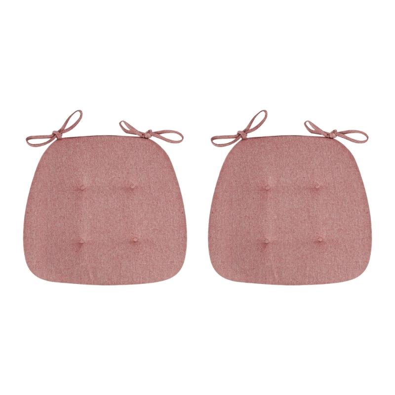 2Pcs Modern Chair Pads With Ties Strap Soft Cotton Linen Cushions For Dining Room Office Comfortable Seating Solution
