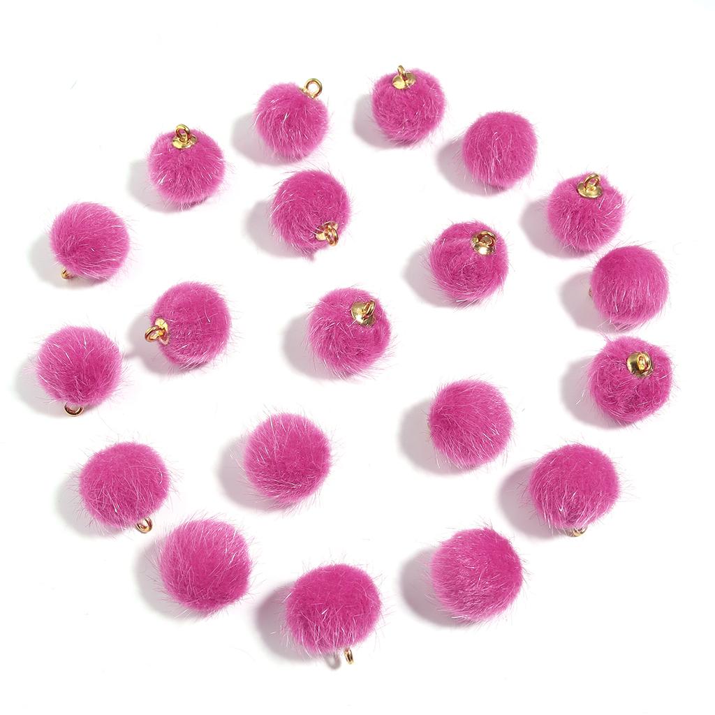 20pcs Plush Fur Covered Ball Beads Charms Multicolor Pompom Pendant For DIY Jewelry Making Necklace Bracelet Earring Accessories