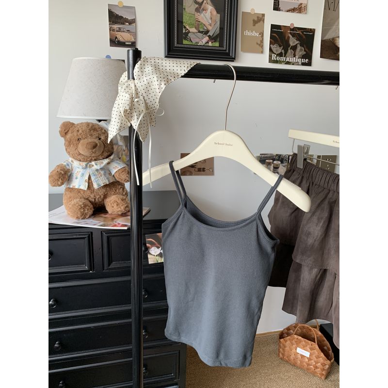 Kumikumi Basic Style Solid Color Sanding Warm Tank Tops Vest Women's Clothing Fall Slim Fit Thin Band Chest Pad Tops