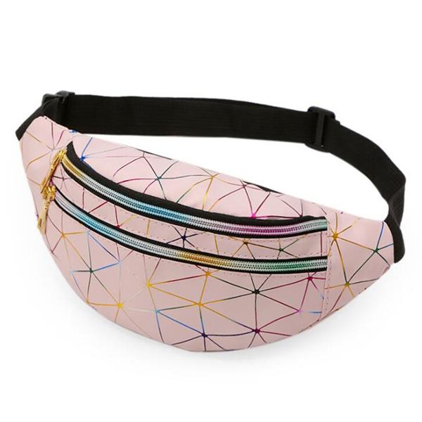 New Arrival Pu Leather Geometric Pattern Chest Bags For Girls Boys Laser Water-Repellent Sports Waist Pack Pocket Crossbody Bags