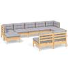 Vidaxl 9-Cz. Garden Lounge Set, Grey Cushions, Pine