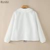 ZANZEA Women Casual Doll Collar Loose Long Sleeve Patchwork Blouse