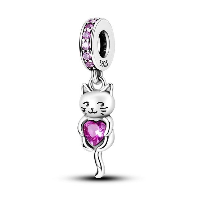 

Срібло 925 проби Lucky Four Leaf Unicorn Parrot Coloful New Pendants Infinity Love Pink Heart Charms DIY