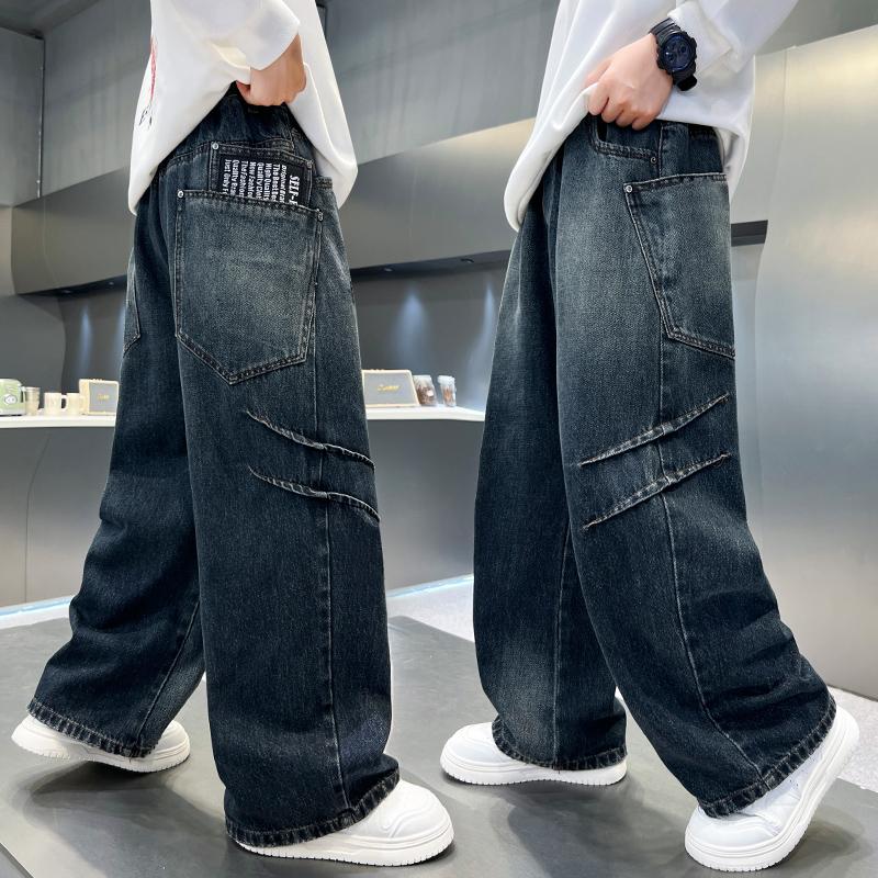 Children's Clothing, Boys' Spring Pants, 2026 New Style, Mid To Large Size, Boys' Spring and Autumn Jeans, Boys' Spring Wide Leg Pants, Trendy