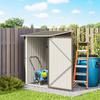 Garden Tool Shed In Galvanized Steel with Door, 100x104x160 Cm, Brown and White