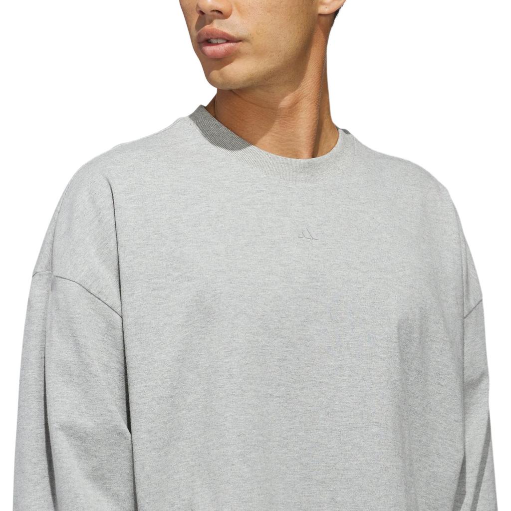 Adidas Basketball Long Sleeve Crew Neck T-Shirt Unisex Tops Medium-Heather-Gray JZ9529